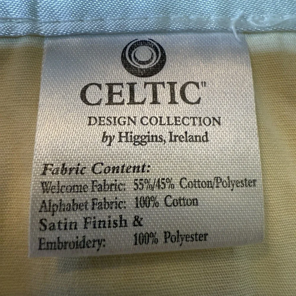 Vintage Baby Blanket‎ Satin Trim Alphabet Letters Celtic Nursery Theme Ireland